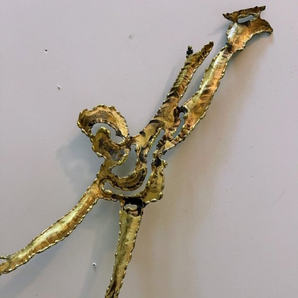 Handmade Hammered Brass 8" Ice Skater Figure on 3" x 3" Base - Picture 2 of 10